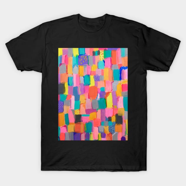 Rainbow patchwork abstract T-Shirt by MyCraftyNell